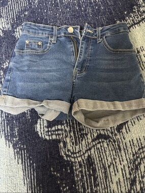 SHEIN Dark Blue Rolled Cuff Denim Shorts